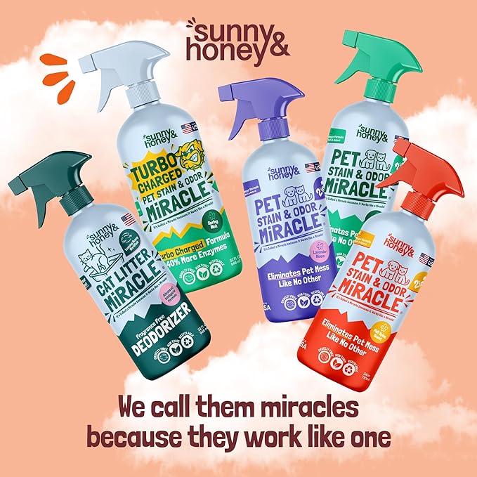 Sunny & Honey Outdoor Turf Cleaner - 32 Fl Oz - Pet Urine Enzyme Cleaner - Dog Urine Neutralizer for Grass - Long-Lasting Orange Scent & Yard Sprayer Ready