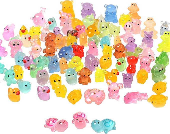 Mini Resin Ducks Tiny Animals Various Small Animals Dog, Rabbit, Turtle, Chick, Bird Glow in The Dark for Garden Micro Landscape Potted Dollhouse Decor