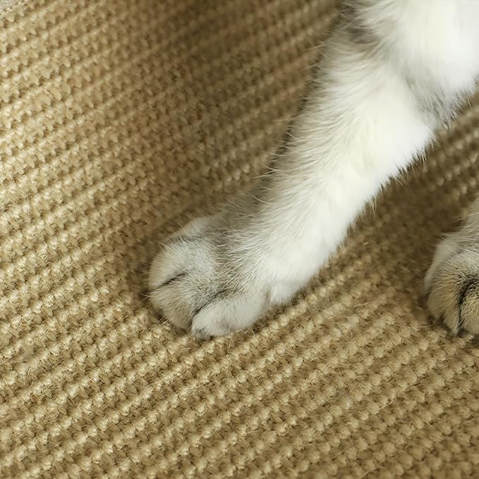 Premium Brazilian Cat Scratcher Mat – 24'' x 16'' Natural Fiber 100% Sisal with Jute Border, Ultra Durable, Scratching Pad, Doormat Rug, Protects Furniture and Carpets (Natural Brown)