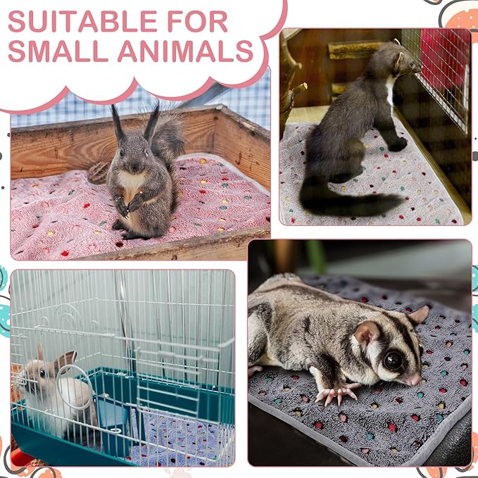 Tudomro 8 Pcs Guinea Pig Bedding Cage Liners Bulk Blankets Small Animal Flannel Throw Bedding Waterproof Absorbent Reusable Pet Pee Sleep Mat Pad Cover for Hamster Ferret(Dot,47 x 24 Inch)