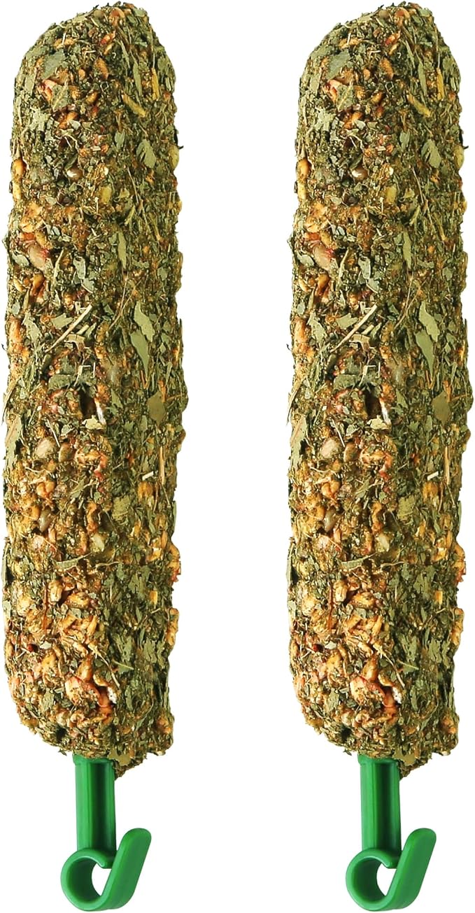 Sugar Glider Food, Natural Eucalyptus Chew Sticks for Chinchillas, Small Animal Treat with Leaves Fruits Oats Honey for Rabbits Guinea Pigs Parrots, 5.3oz (1 Pack, 2 Sticks)