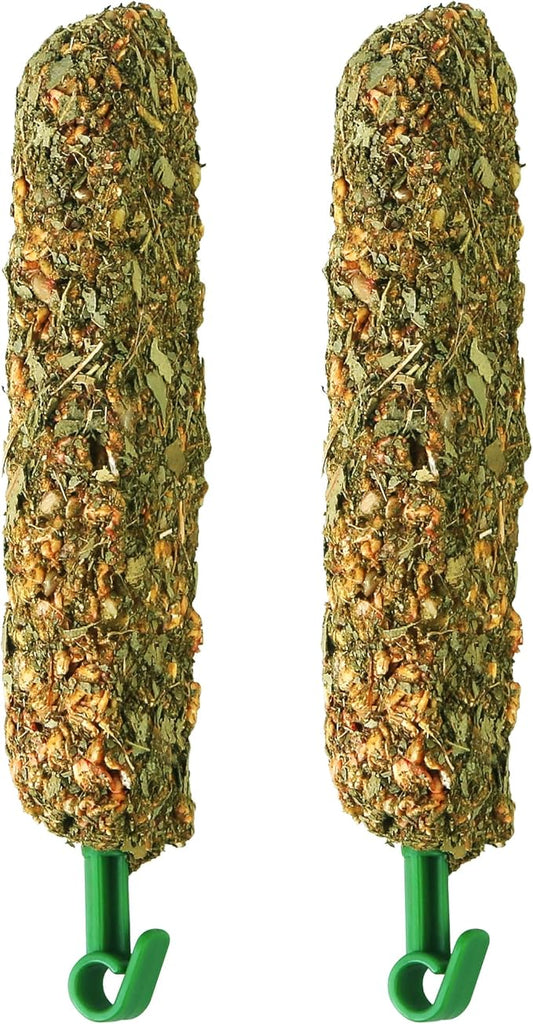 Sugar Glider Food, Natural Eucalyptus Chew Sticks for Chinchillas, Small Animal Treat with Leaves Fruits Oats Honey for Rabbits Guinea Pigs Parrots, 5.3oz (1 Pack, 2 Sticks)