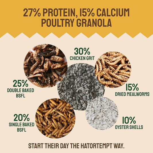 5lb Grubs & Grits Organic Chicken Feed - 3 Grub Blend with Oyster Shells & Grits - Dried Mealworms for Chickens Plus Large & Small Black Soldier Fly Larvae - Food Designed for Foraging