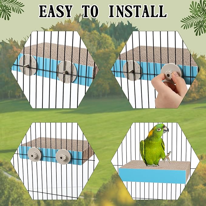 3 Pcs Bird Chew Toys Parrot Perch Cardboard Platform for Cage Bird Paw Grinding Stand Parrot Cage Playground Exercise Toys for Macaws Small Parakeets Budgies Conure Cockatiel(Medium)