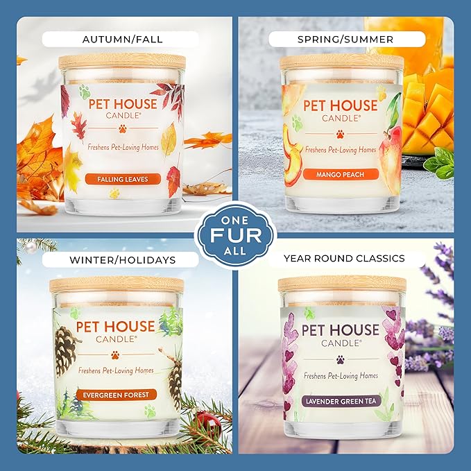 One Fur All Pet House Christmas Candles, Long Lasting, Clean Burning, Soy Wax Scented Pet Friendly Candles for Odor, Hot Cocoa