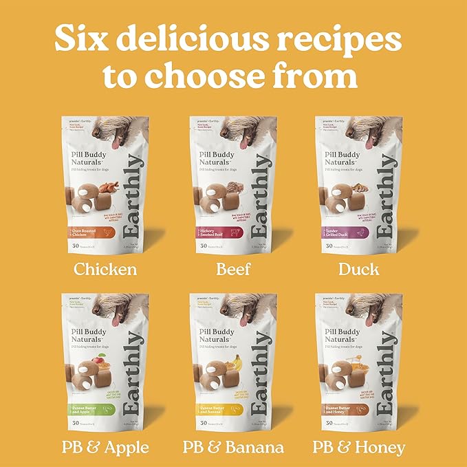 Presidio Pill Buddy Naturals - PB & Banana Recipe Pill Hiding Treats for Dogs - Make A Perfect Pill Concealing Pocket Or Pouch for Any Size Medication - 30 Servings