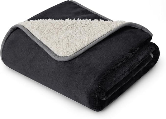 Bedsure Cat Blanket for Indoor Cats - Waterproof Calming Cat Blankets for Kitten, Sherpa Fleece Pet Blanket, Soft Plush Reversible Throw Furniture Protector, 35"x25", Black