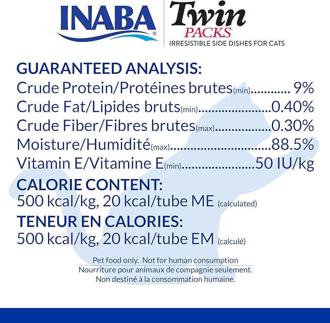 INABA Twin Packs for Cats, Side Dish/Topper Pouch, 1.4 Ounces per Serving, 16 Servings, Chicken Recipe in Chicken Broth