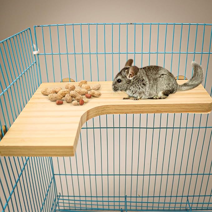 Squirrel Gerbil Chinchilla and Dwarf Hamster L-Shaped Pedal Wooden Platform, 3 Pieces of Natural Wooden Parrot HamsterStanding and Jumping Board,for Rat Activity Chinchilla Bird Cage Accessories (H02)