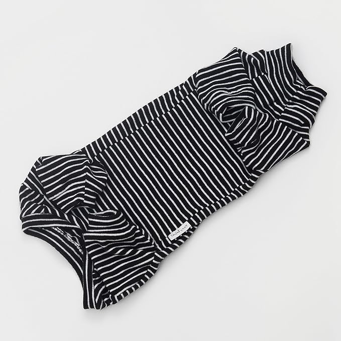 Sphynx Cat Clothes Black Stripe Breathable Shirts Suit, Pet Hat and Shirt Set (Large)