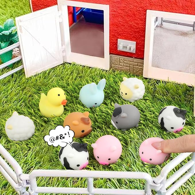 Erweicet 36 PCS Farm Animal Mochi Squishy Toys Stress Squishy Toys for Kids Party Favors