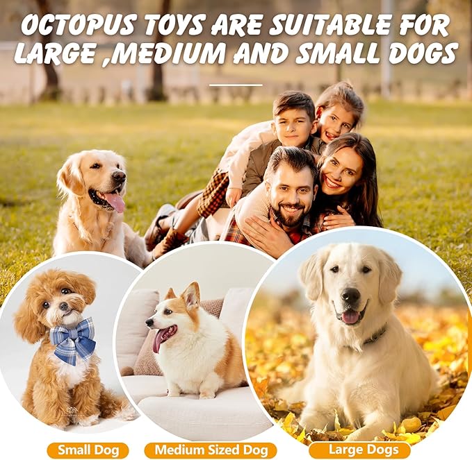 Octopus Dog Toys, No Stuffing Squeaky Dog Toys Chew Toys for Dogs Puppy Toys Indestructible Dog Toy for Small & Medium & Large Dogs (Green)