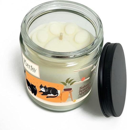 9oz Pet Odor Eliminator Deodorizer Candle, Long-Lasting Spiced Apple Scented, Non Toxic, Natural Plant-Based Wax Blend