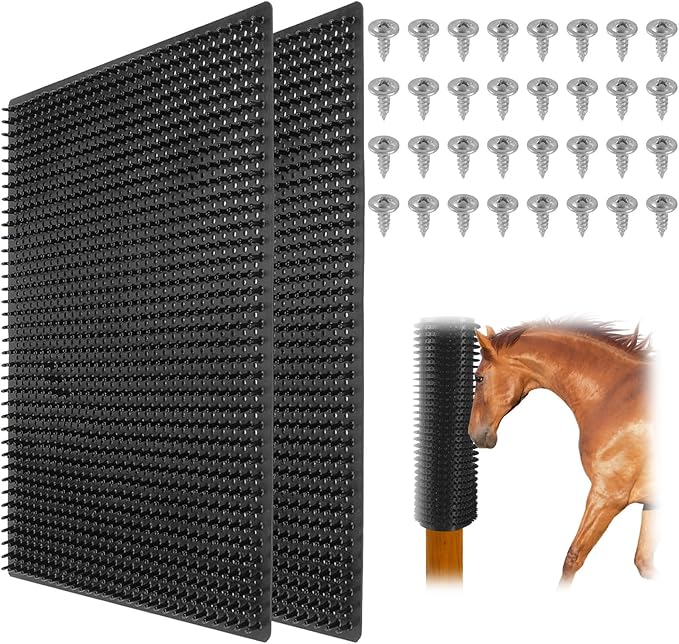 Horse Scratching Post Pad Goat Playground Toys for Horses and Goats to Play with Livestock Scratching Brush for Small Farm Animal Goat Sheep Cow Pig Dog Cat-2 Pack (21.66" x19.68") (Extra Large)