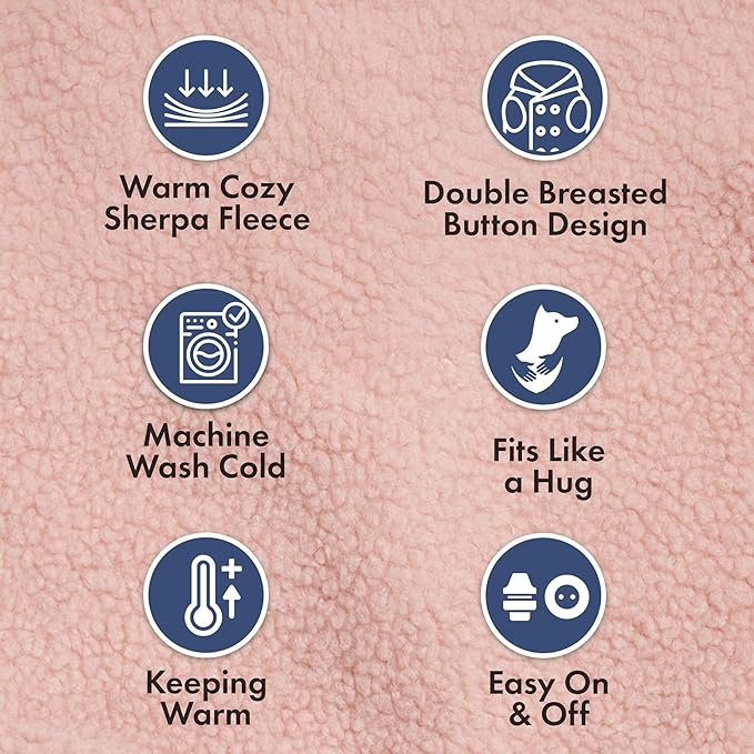 Spark Paws Teddy Dog Sweater, Sherpa Jacket Vest with Warm Fleece Lining, Winter Coat Suitable for Small Medium Large XL XXL Breeds - Pink - M