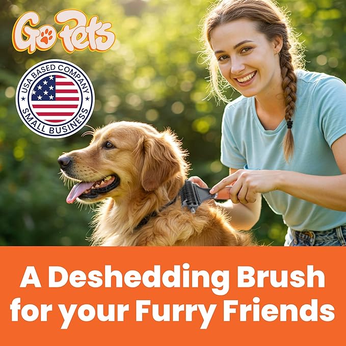 GoPets Double-Sided Dematting Tool & Deshedding Brush for Dogs & Cats, Undercoat Rake for Shedding, Mat Remover for Long Haired Pets, Dog Comb for Grooming Coats, Cat Hair Detangler & Dematter