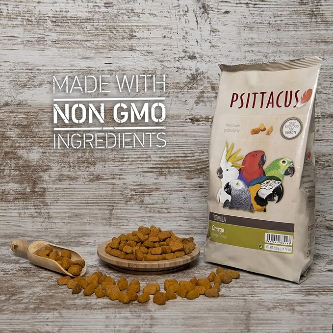 Psittacus Omega 1.76 lb | Complete Pellet Diet for African Greys, Macaws, Eclectus and Other African Parrots | Premium Food for Birds, 100% no-GMO