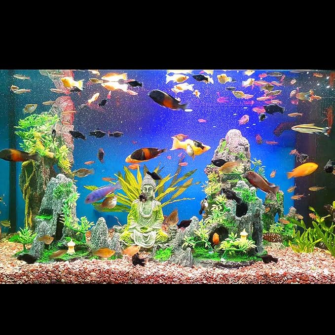 Large Fish Tank Decorations - Aquarium Ornament Mountain View Stone Tree Rock Cave Large Fish Tank Decorations
