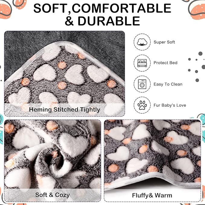 Tudomro 8 Pcs Guinea Pig Bedding Cage Liners Bulk Blankets Small Animal Flannel Throw Bedding Waterproof Absorbent Reusable Pet Pee Sleep Mat Pad Cover for Hamster Ferret(Heart,12 x 12 Inch)