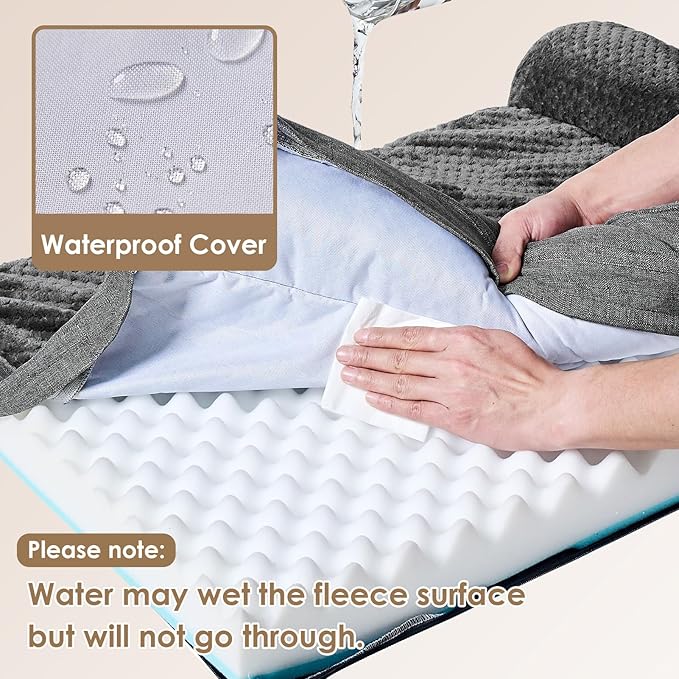 EHEYCIGA Memory Foam Dog Bed Large Sized Dogs, Pet Bed for Large Dog for Crate with Waterproof Liner, Pet Couch Bed Orthopedic with Washable Removable Cover, 35x23x6 Inches, Dark Grey
