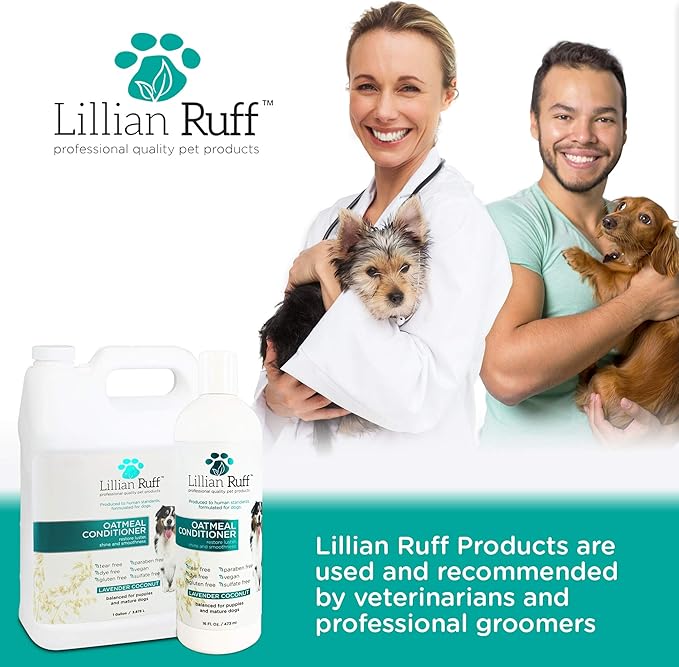 Lillian Ruff PRO Formula Oatmeal Dog Conditioner - Nourishing & Calming Relief for Allergies & Sensitive Skin - Detangles, Softens & Adds Shine with Oatmeal, Coconut Oil & Lavender - USA Made (Gallon)