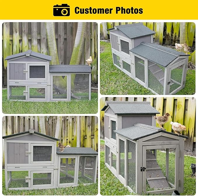 Aivituvin Chicken Coop Outdoor Rabbit Hutch Expandable Indoor Cage for Bunny, Small Chicken, Quail, Duck 57" L