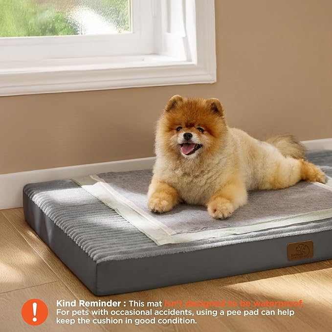 Bedsure Dog Bed Medium Size Dog - Orthopedic Pet Beds with Removable Machine Washable Cover, NOT Waterproof Egg Crate Foam Puppy Pad, Suitable for Pet Up to 35 lbs, 29"x18"