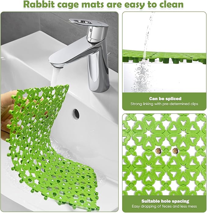 kathson 16PCS Rabbit Feet Pad Plastic Cage Mat Floor Mats Bunny Hole Leak Water Pads for Pet Cats Dogs Hamster Rat Chinchilla Guinea Pig and Other Small Animals