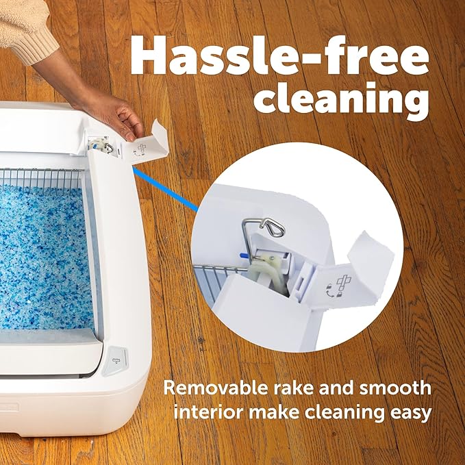 PetSafe ScoopFree Crystal Plus Automatic Self Cleaning Cat Litter Box System – Not Enclosed – Advanced Odor Control – Includes 1 Disposable Crystal Litter Tray – White (PAL00-18016)