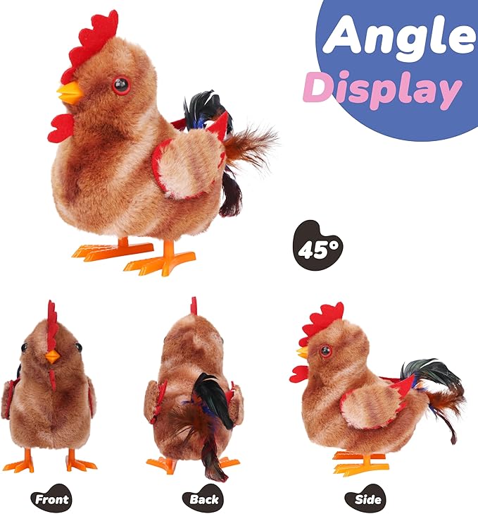Hopearl Walking Chicken Pet Crow Chick Interactive Electronic Plush Toy Farm Animals Animated Gifts for Toddlers Birthday, Brown, 8''