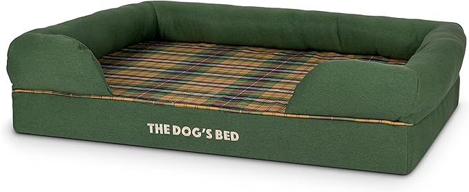 The Dog’s Bed, Large Green Tartan 36x27, Memory Foam, Pain Relief: Arthritis, Hip & Elbow Dysplasia, Post Surgery, Lameness, Supportive, Calming, Waterproof Washable Cover, Veterinary Approved