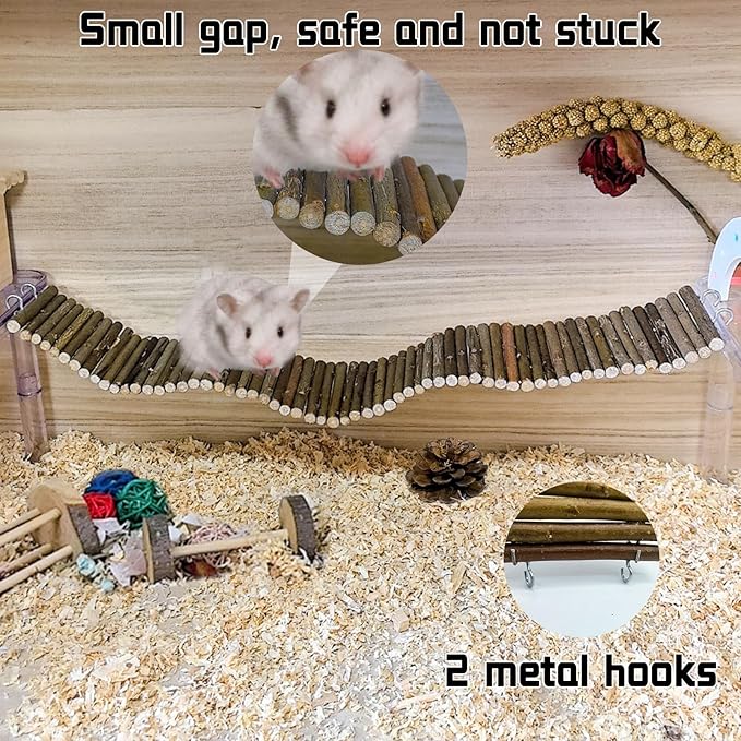 Rat Bendy Long Suspension Bridges Hamster Climbing Ladder Flexible Wooden Bridge for Small Animal Rodents Mouse(1PCS)