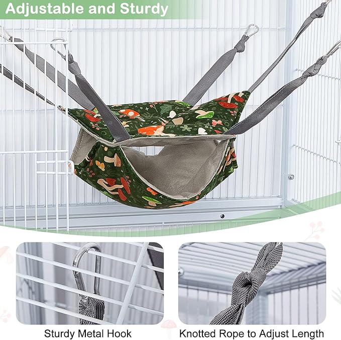 Glittme Ferret Hammock 4 Pack Ferret Cage Accessories Washable Rat Hammock Soft Guinea Pig Hammock for Ferrets, Rat, Sugar Glider, Squirrel