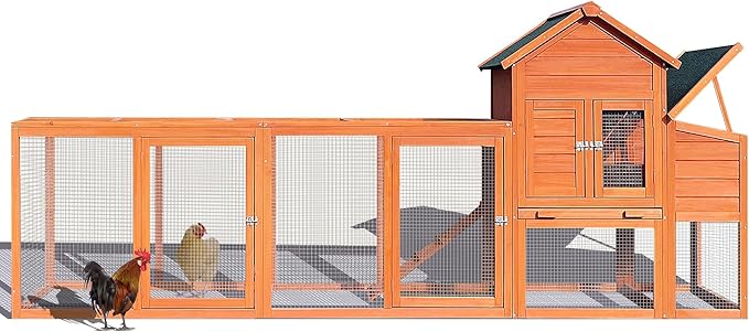 122" Large Chicken Coop with Nest Box and Removable Tray, Hen House for 2-6 Chickens, Outdoor Weatherproof Small Animal Cages