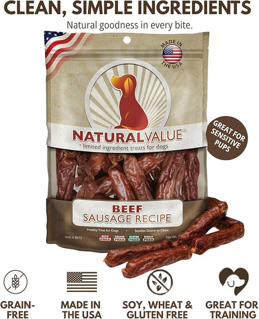 Loving Pets Natural Value Beef Sticks - Soft Jerky Dog Treats for Large & Small Breeds - Healthy Gluten, Wheat, Soy & Grain Free Pet Treats for Dogs
