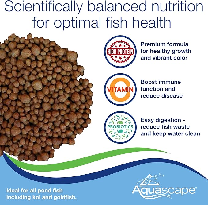 Aquascape Premium Staple Fish Food Pellets for Small to Medium Pond Fish, Medium Pellet, 2.2 Pounds | 98868