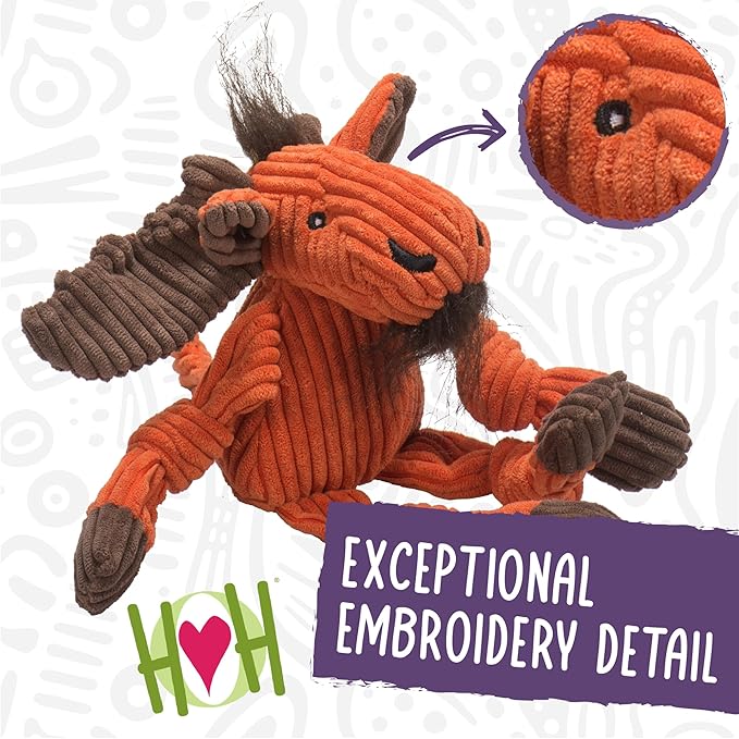 HuggleHounds Knottie Plush Dog Toy - Dog Stuffed Animal Toy, Puppy Toys, Squeaky Dog Toy for Small, Medium & Large Dogs, Durable Plush to Keep Them Busy - Rainbow Unicorn, Small