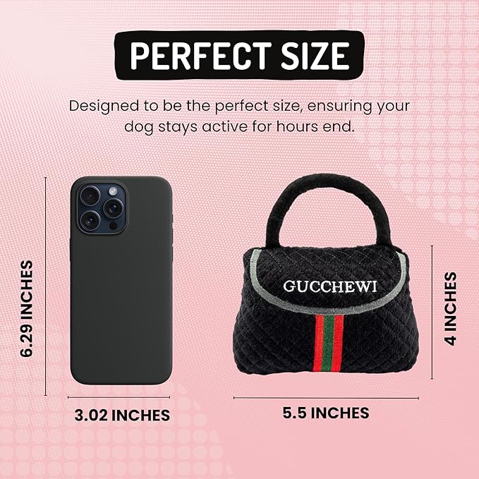 Dog Diggin Designs Runway Pup Collection | Unique Squeaky Parody Plush Dog Toys – Haute Couture Purses & Handbags
