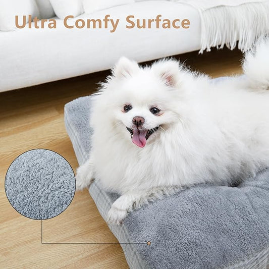 MIHIKK Washable M Dog Bed for Medium Dogs with Anti-Slip Bottom, Premium Foam Pet Pad for Crate for Large Medium Small Sized Puppies, 29" x 21" Gray