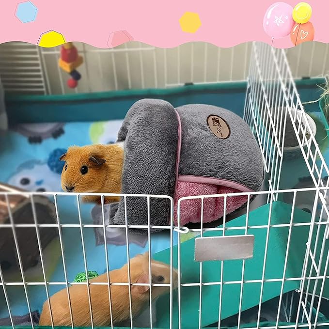 YUEPET Guinea Pig Bed Cuddle Cave Warm Fleece Cozy House Bedding Sleeping Cushion Cage Nest for Small Animal Squirrel Chinchilla Rabbit Hedgehog Cage Accessories Grey