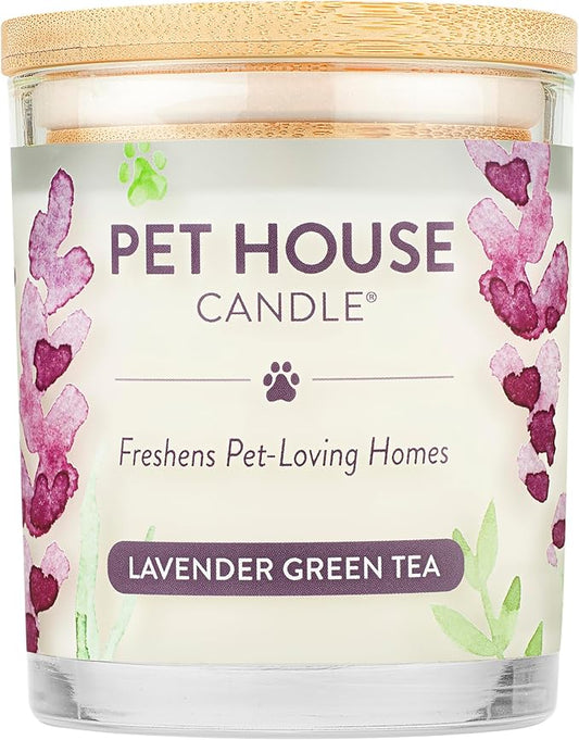 Pet House Lavender Candle Clean Burning, Long Lasting Pet Odor Candle for Home - Lavender Green Tea