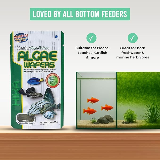 Algae Wafers 0.70 oz (Pack of 3) Fish Food Including Trinity Treats Microfiber Cleaing Cloth(Algae Wafers Fish Food)