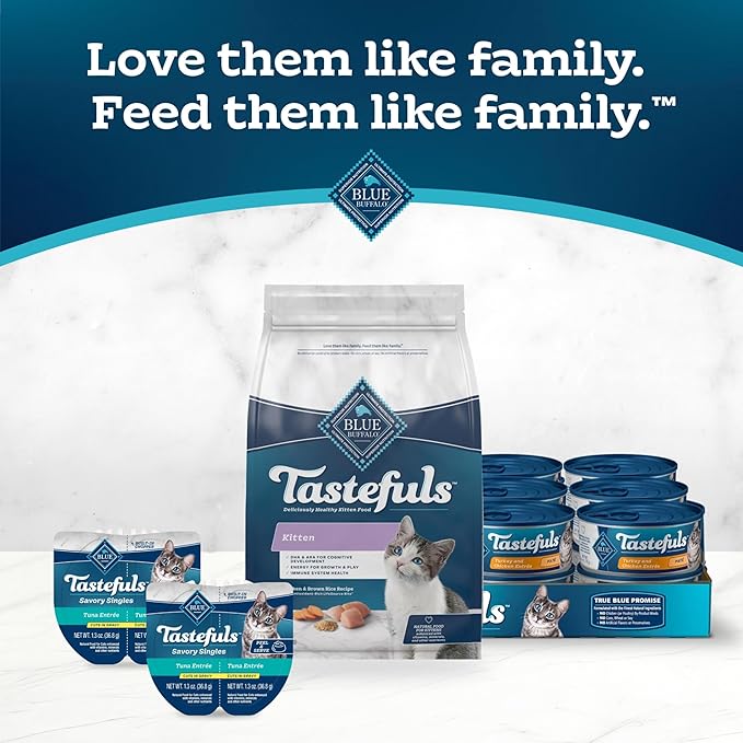 Blue Buffalo Tastefuls Kitten Food With DHA Dry Cat Food Made in the USA with Natural Ingredients, Chicken Recipe, 3-lb. Bag
