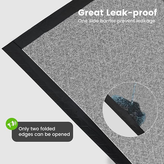Charcoal Puppy Pads 28x37 Inches Extra Large Dog Pee Pads Odor-Control & Leak-Proof Disposable Pet Training Edge-Wrapping Thicken Potty Pad for Dogs, Cats, Rabbits (50 Pieces)
