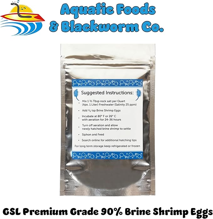 Aquatic Foods Inc. Brine Shrimp Artemia Eggs, Premium Grade 90% Hatch Rate from The Great Salt Lake, Utah, USA- 200 Grams 7.05oz