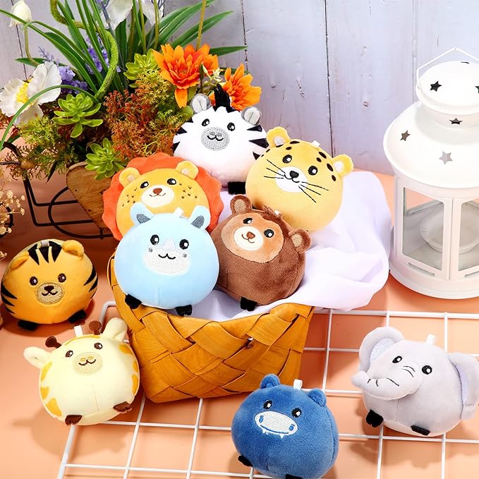 Skylety 9 Pcs Mini Plush Animals Toys Bulk 3.15 Inch Cute Soft Small Stuffed Animal Plush Keychain for Kids Goodie Bag Fillers Birthday Classroom School Prizes Festival Party Favors(Forest Animals)
