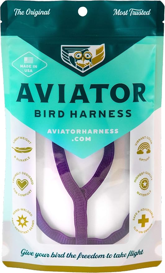 The AVIATOR Pet Bird Harness and Leash: Medium Purple