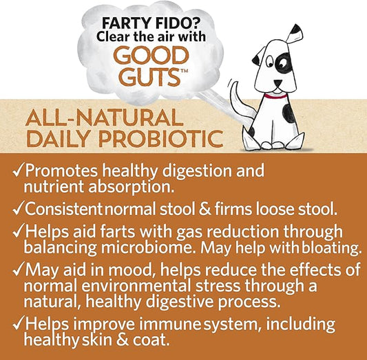 Fidobiotics Good Guts for Big Mutts Probiotic for Dogs, 12 Billion CFUs, 11 Strains, 5 Digestive Enzymes, 2 Prebiotics, Digestive Gut Health for Dogs, Adult & Puppy Probiotics Supplements (20 Days)