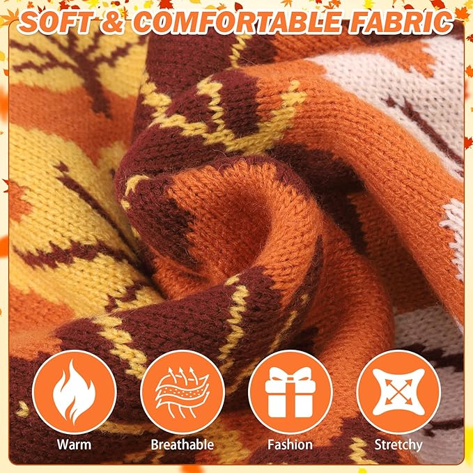 KOOLTAIL Fall Dog Sweater, Thanksgiving Dog Sweater with Autumn Maple Leaf Pattern, Cold Weather Pet Knitted Winter Coats Clothes Turtleneck Pullover for Small Medium Large Dogs Cat Boy Girl, Orange M