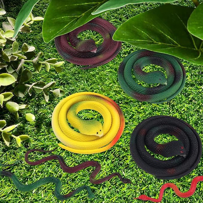 11 Pieces Toy Snakes, 30 Inch Rubber Snakes 16 Inch Fake Snake Realistic Snake for Garden Props to Keep Birds Away, Pranks, Boys’ Favorite, Pool Party, Bathtub Floater